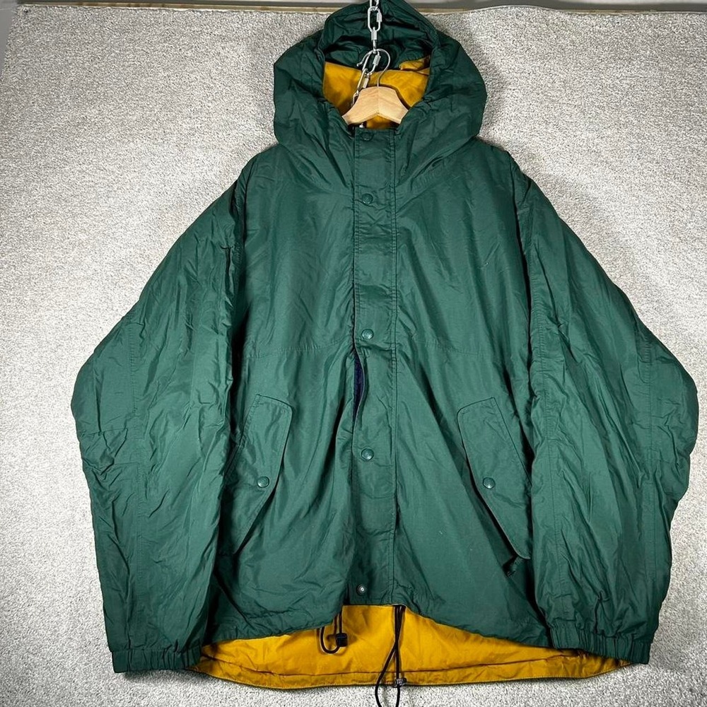 Vintage Eddie Bauer green utility hooded weatherproof shell windbreaker Size XL